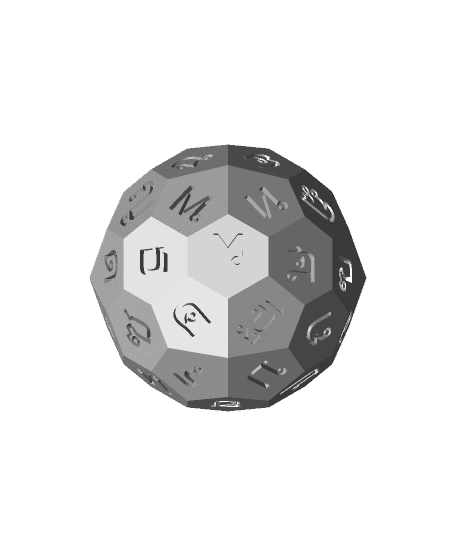 Thai Alphabet d44 Polyhedral Die 3d model