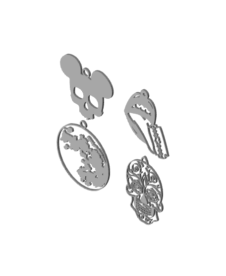 gothic charms halloween earrings party decor 3d model