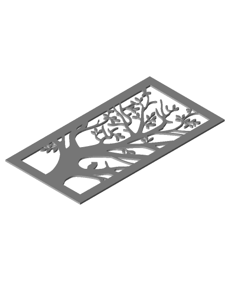 Tree with bird's design panel screen 3d model