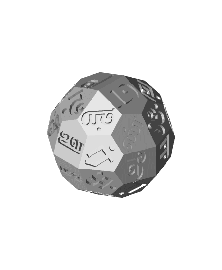 Tamil Alphabet d36 Polyhedral Die 3d model