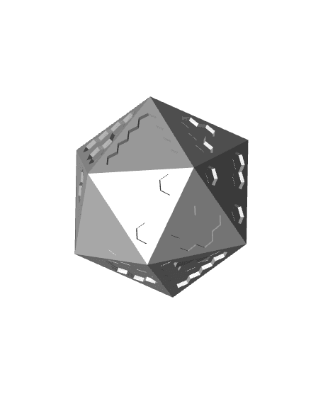 Futuristic Hexagonal Code D20 Dice 3d model