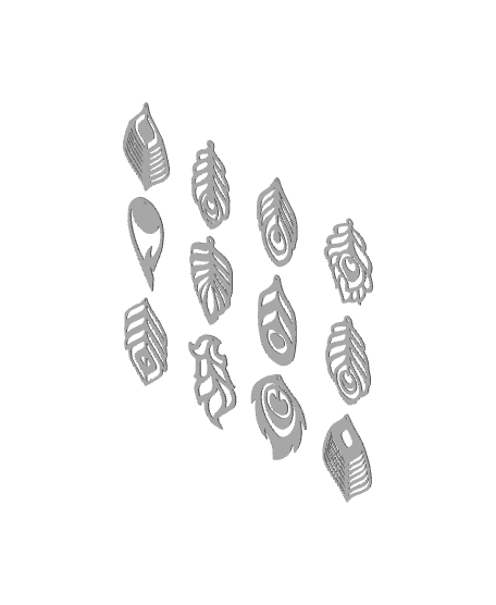 Feather Design Earrings 3d model