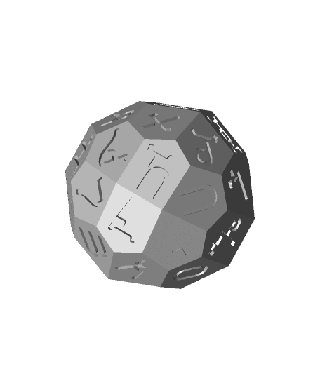 Ethiopic Alphabet d36 Polyhedral Die 3d model