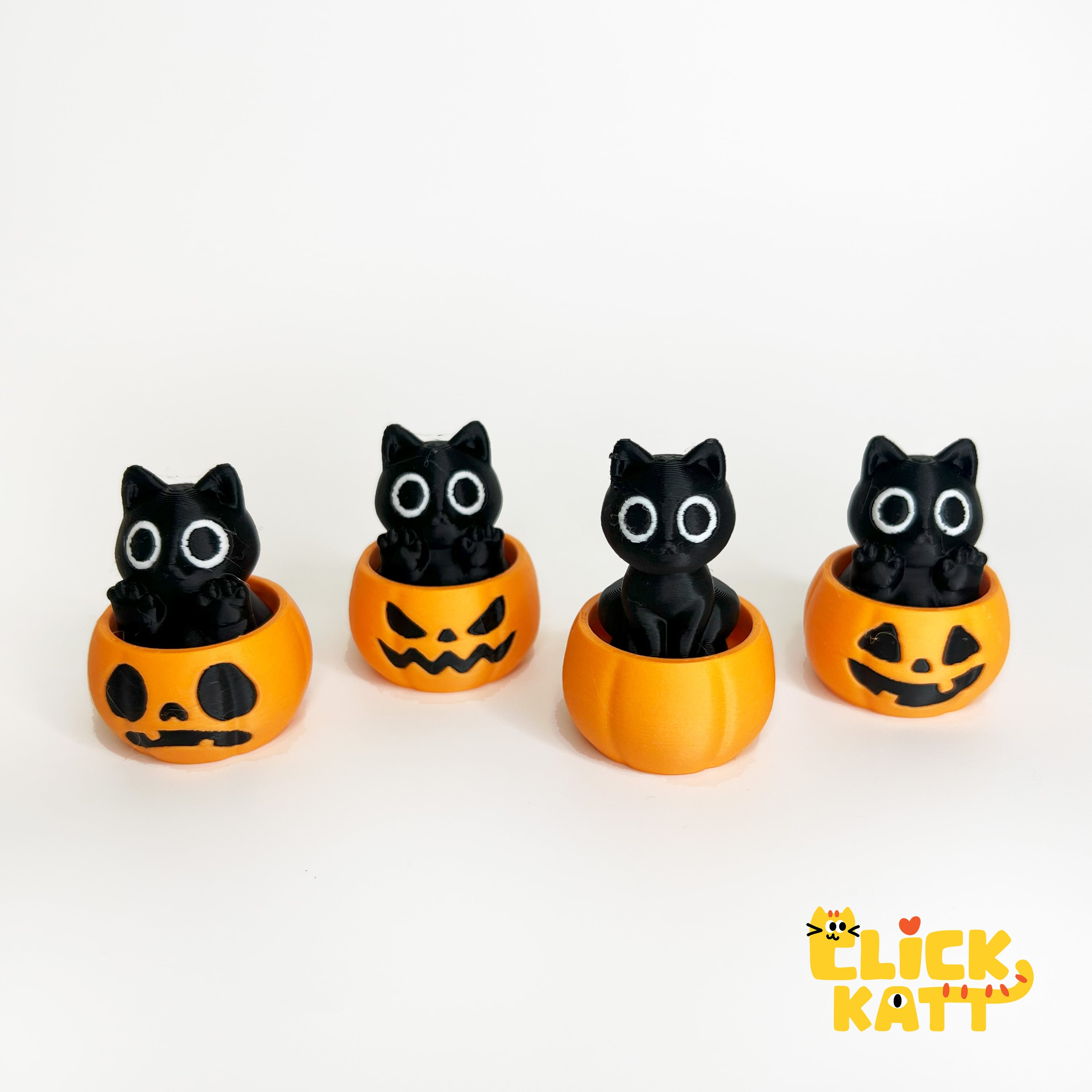 Halloween Pumpkin Cat - Clicker Fidget Toy Keychain 3d model