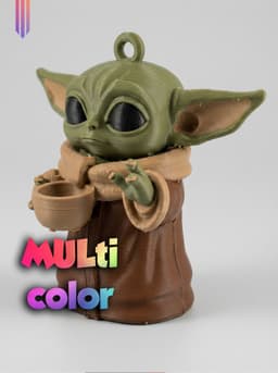 Grogu Keychain 3MF | SciFi Multi-Color | Fan Art Charm 3d model