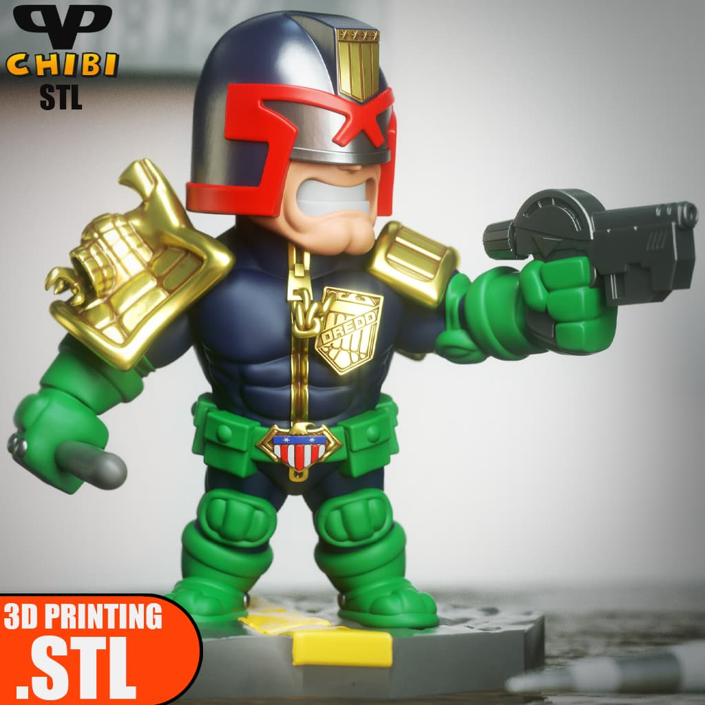 Judge Dredd Chibi STL for 3D Printing ChibiSTL 3DXM 3d model