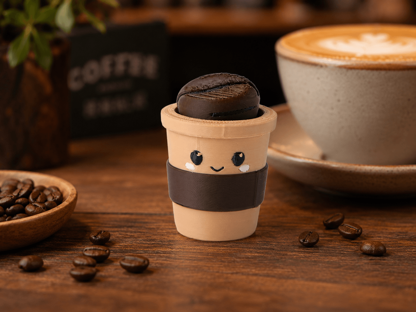 Kawaii Coffee Clicker Toy - Stress Relief Fidget 3d model
