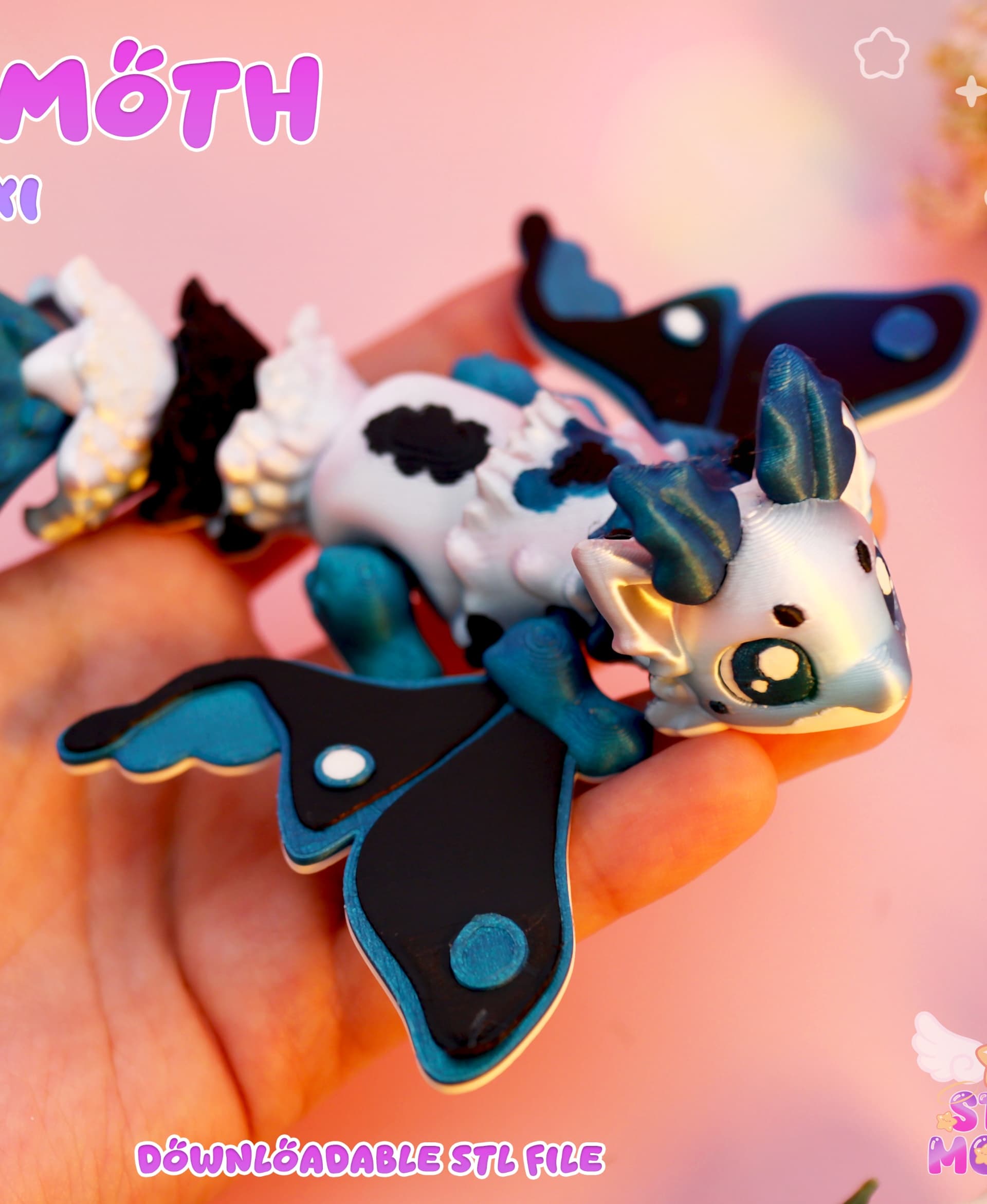 Lunar Moth Dragon Flexi 3d model