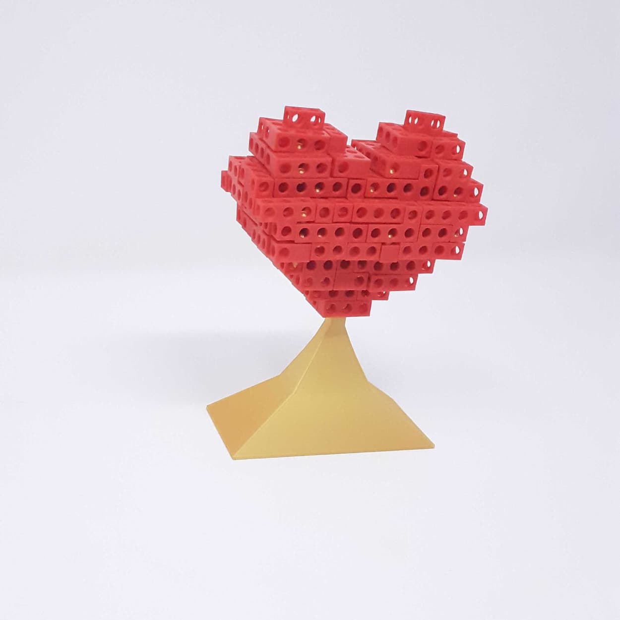 Heart shaped Tetris puzzle with a stand 3d model