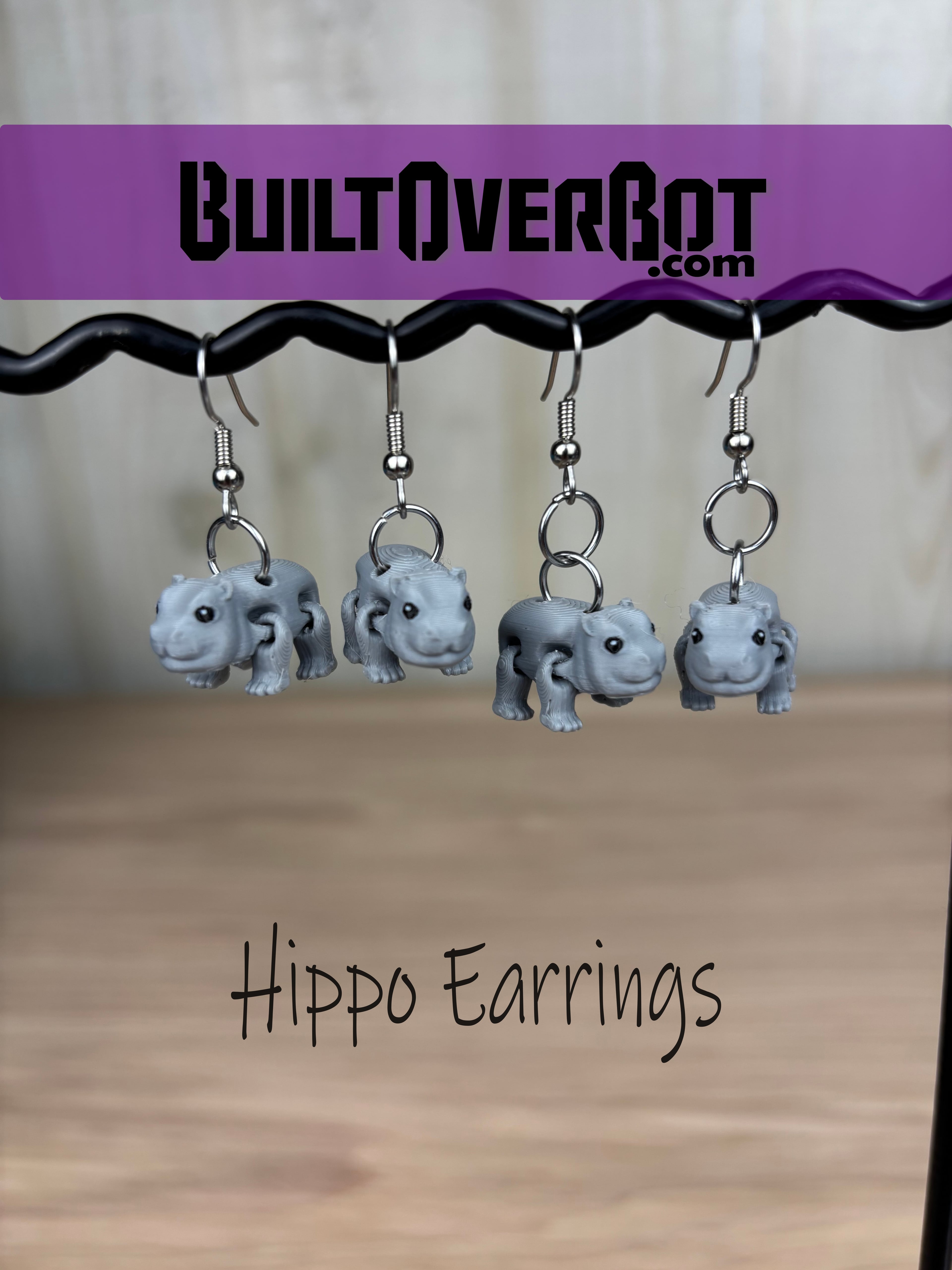 Hippo Earrings 3d model