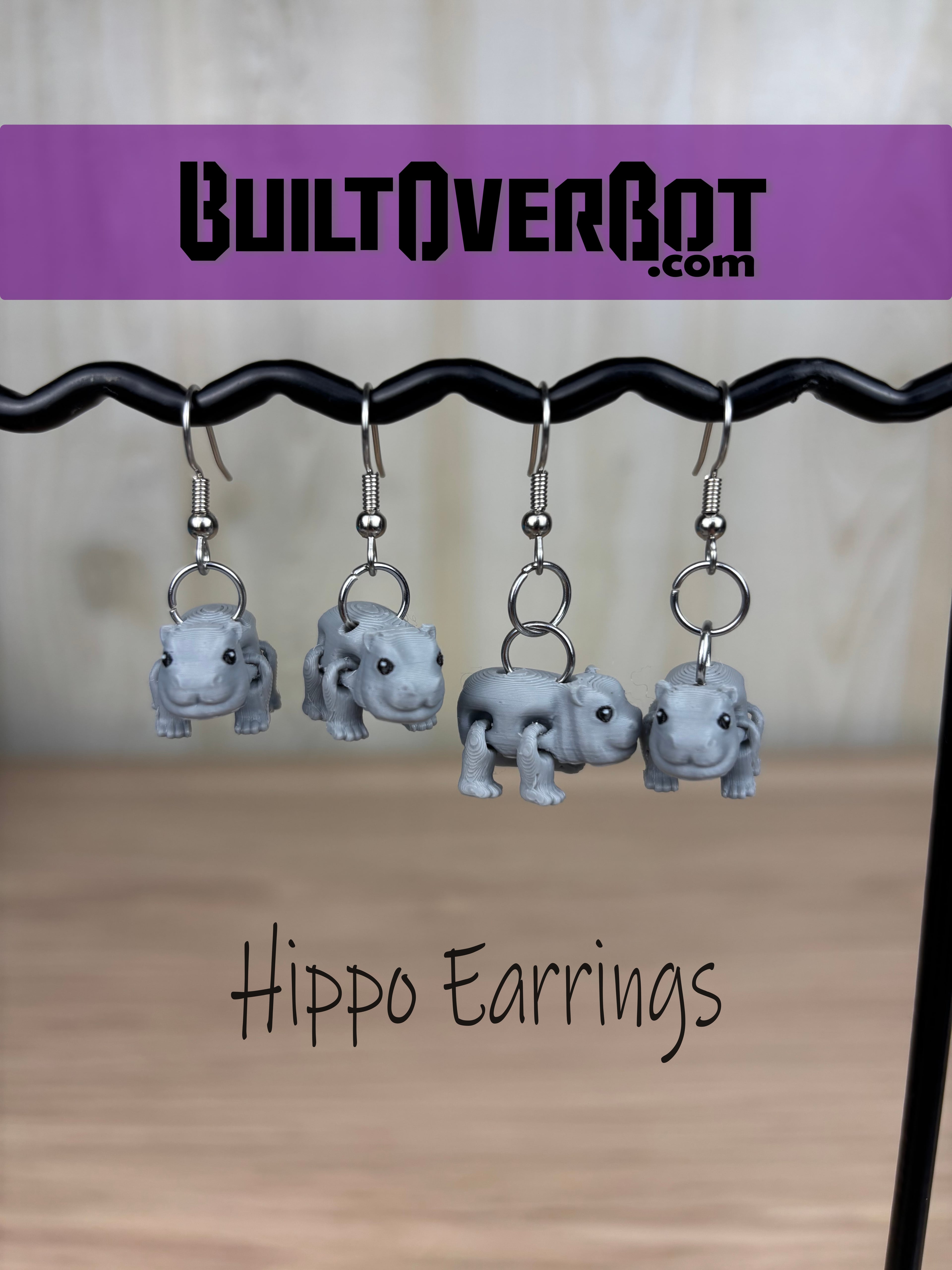 Hippo Earrings 3d model