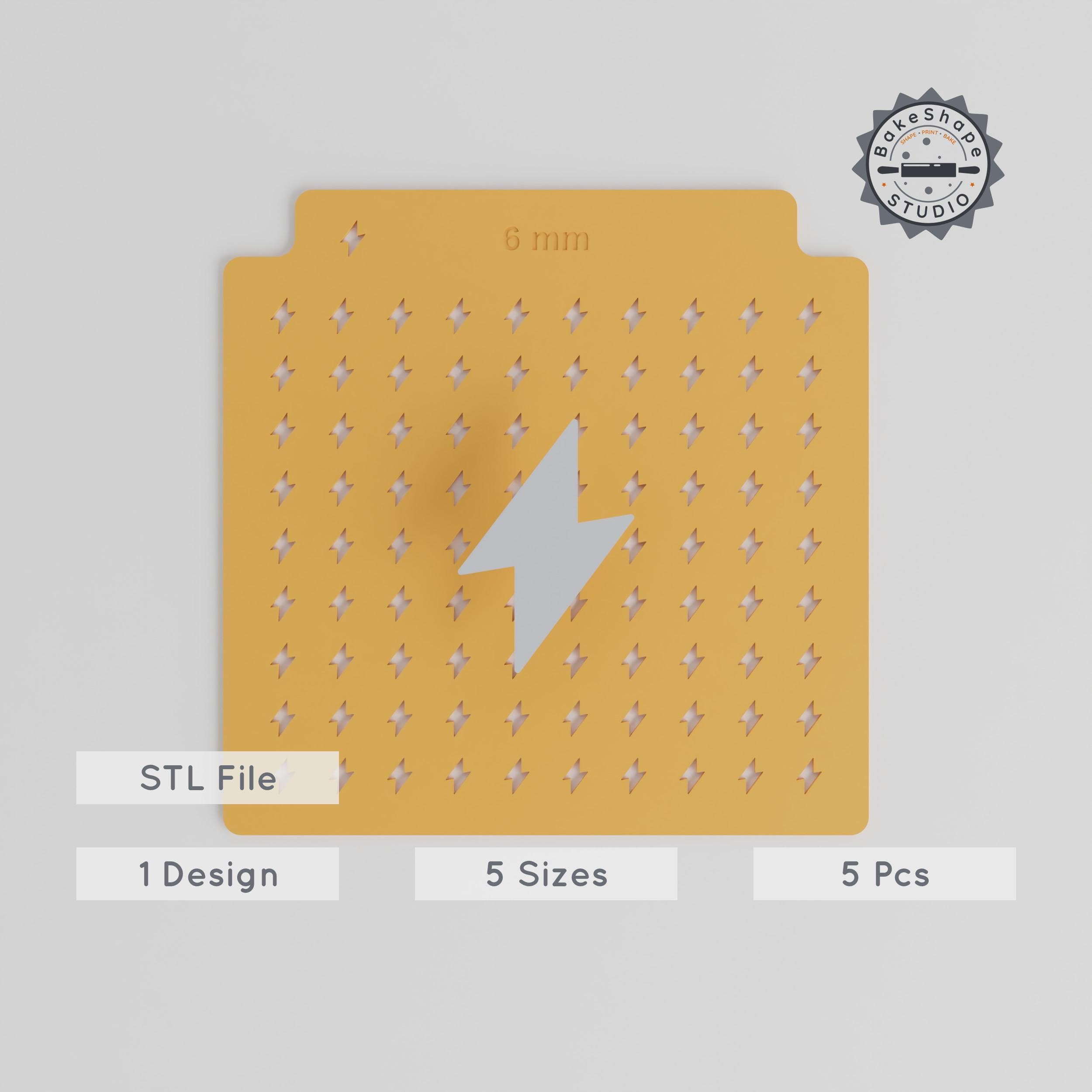 Lightning Bolt Sprinkle Stencil, 5 Sizes, Compatible with Sugar & Cocoa, Fantasy Decor for Baking PRODUCT_1351 3d model