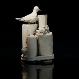 HO/O Scale Harbor Mooring Piling With Seabirds 3d model