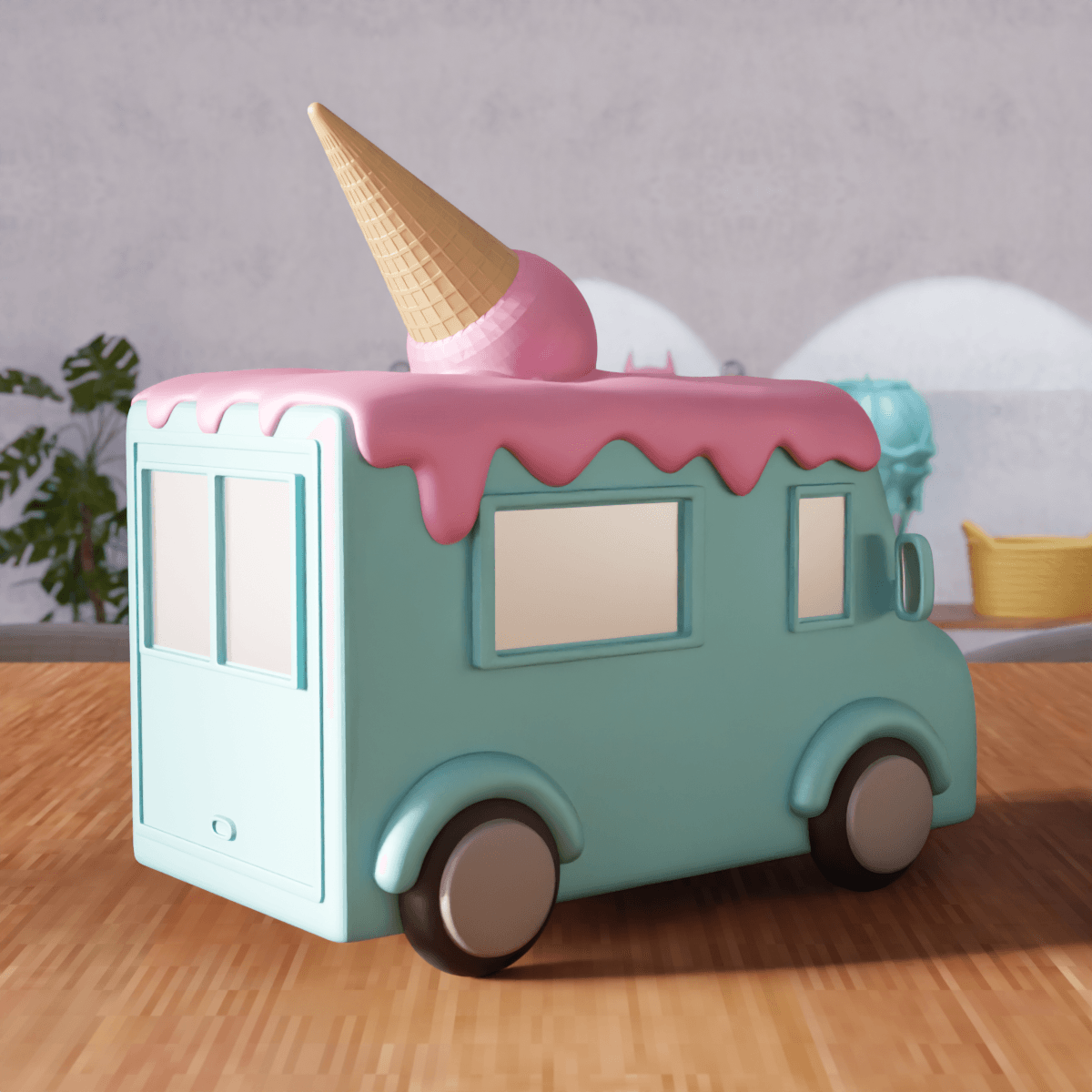 Stylized Ice Cream Truck 3d model