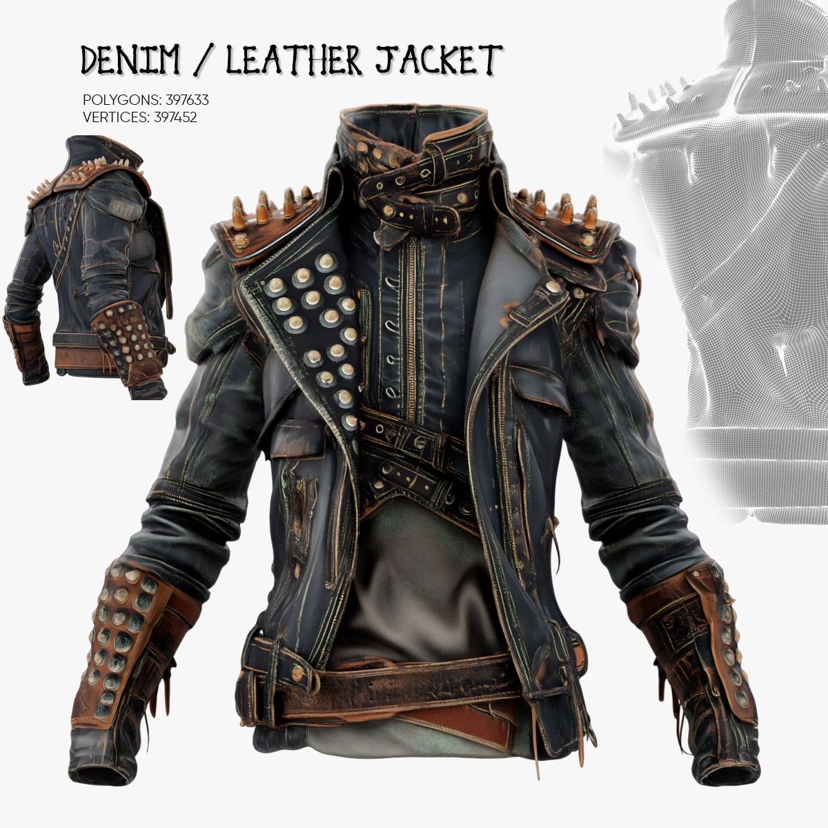 Denim Leather Jacket 3d model