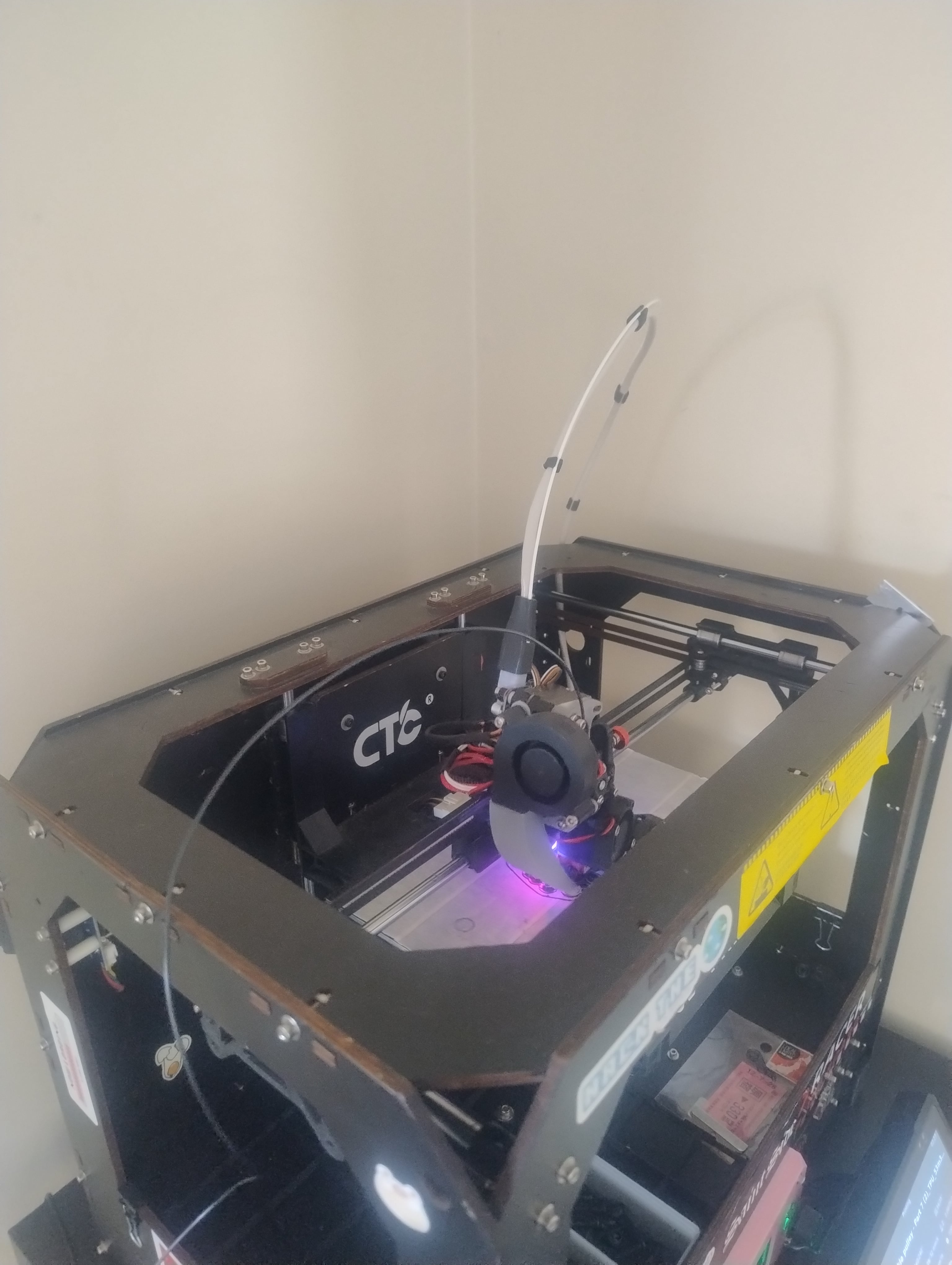 UPDATED:
My Families CTC 3D Repliactor Clone lives on thanks to this design.
This design is pretty well thought out.
I originally had trouble using a 42mm NEMA and found it hit the frame but spent some time to cut down the motor shaft and print a custom mount for the mini sherpa and now it fits quite well. I also added a bltouch to my adaptor bracket.
I bought a cheap v0 bolt kit and that was my biggest regret as the cheap bolts keep rounding out the internal hex.
The first few prints had trouble with skewing which was because the y axis rods weren't fully seated, so make sure to push them is.
I've tweaked the supplied design to reinforce the extruder mount thickness after i crashed the head and broke it, and made a custom fan mount, otherwise the design has been great.
Thanks for sharing your work, I'd love to see another update on how yours is printing.