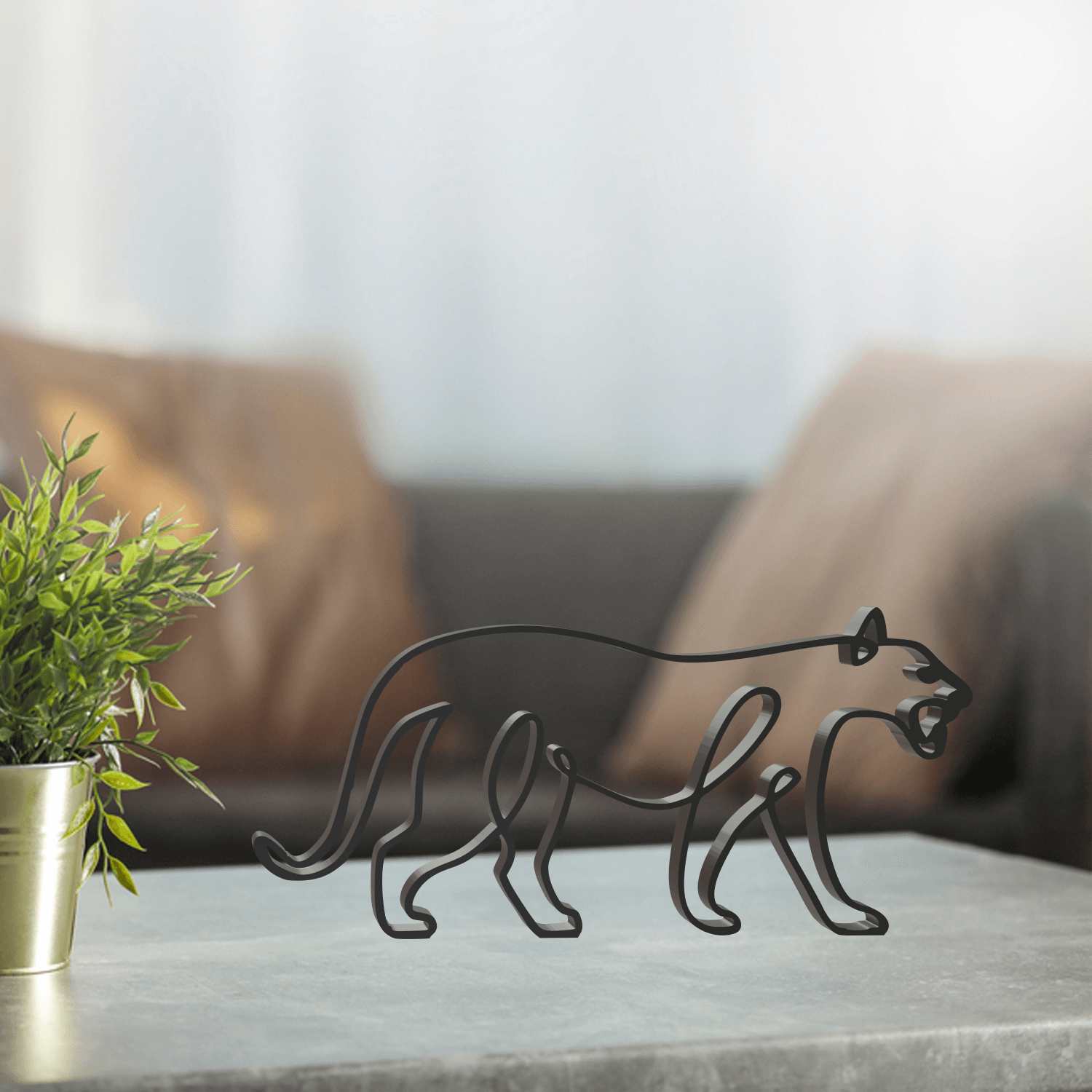 Puma Line Art, Modern, Minimalist 3d model