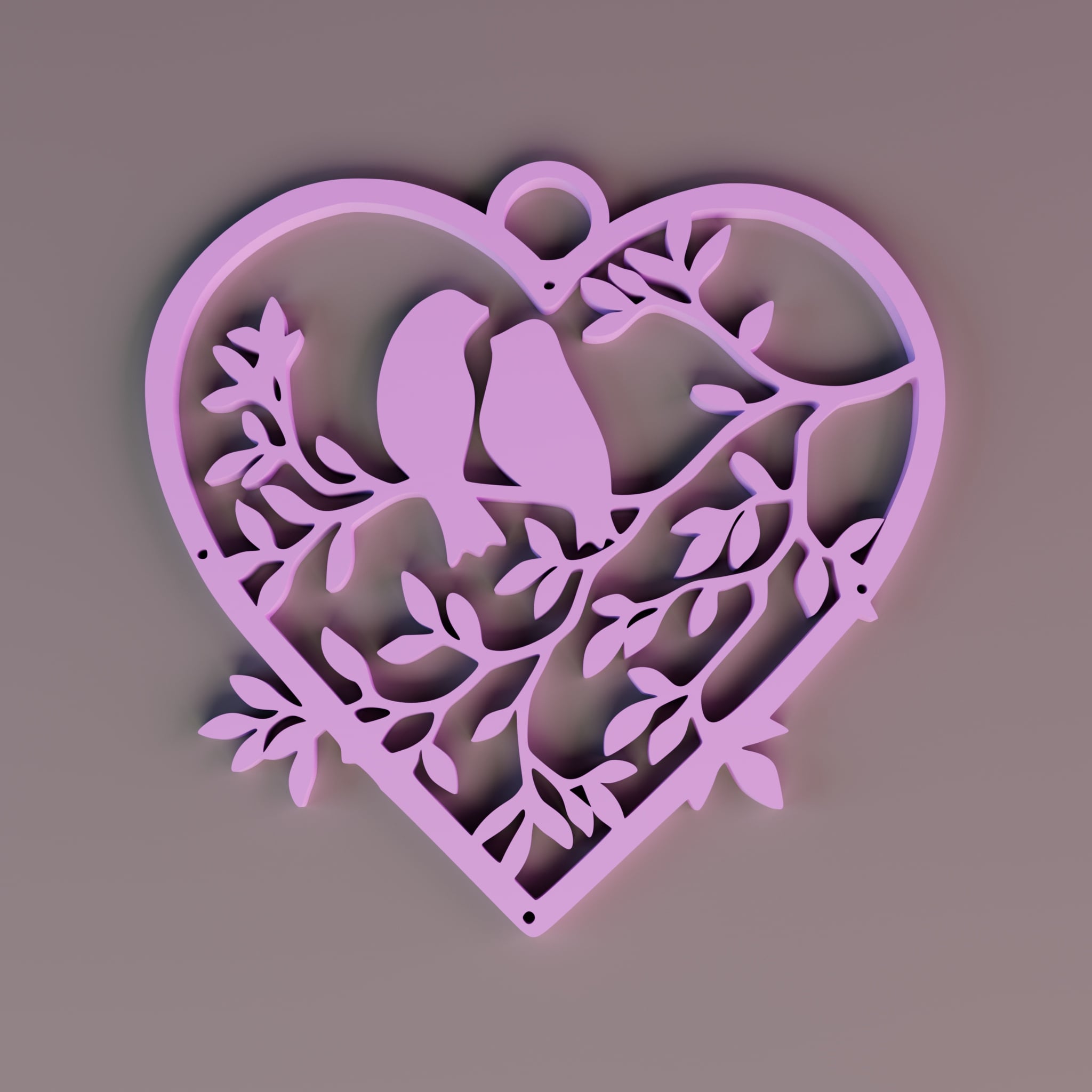 Heart Bird Pendant / Keychain 3d model