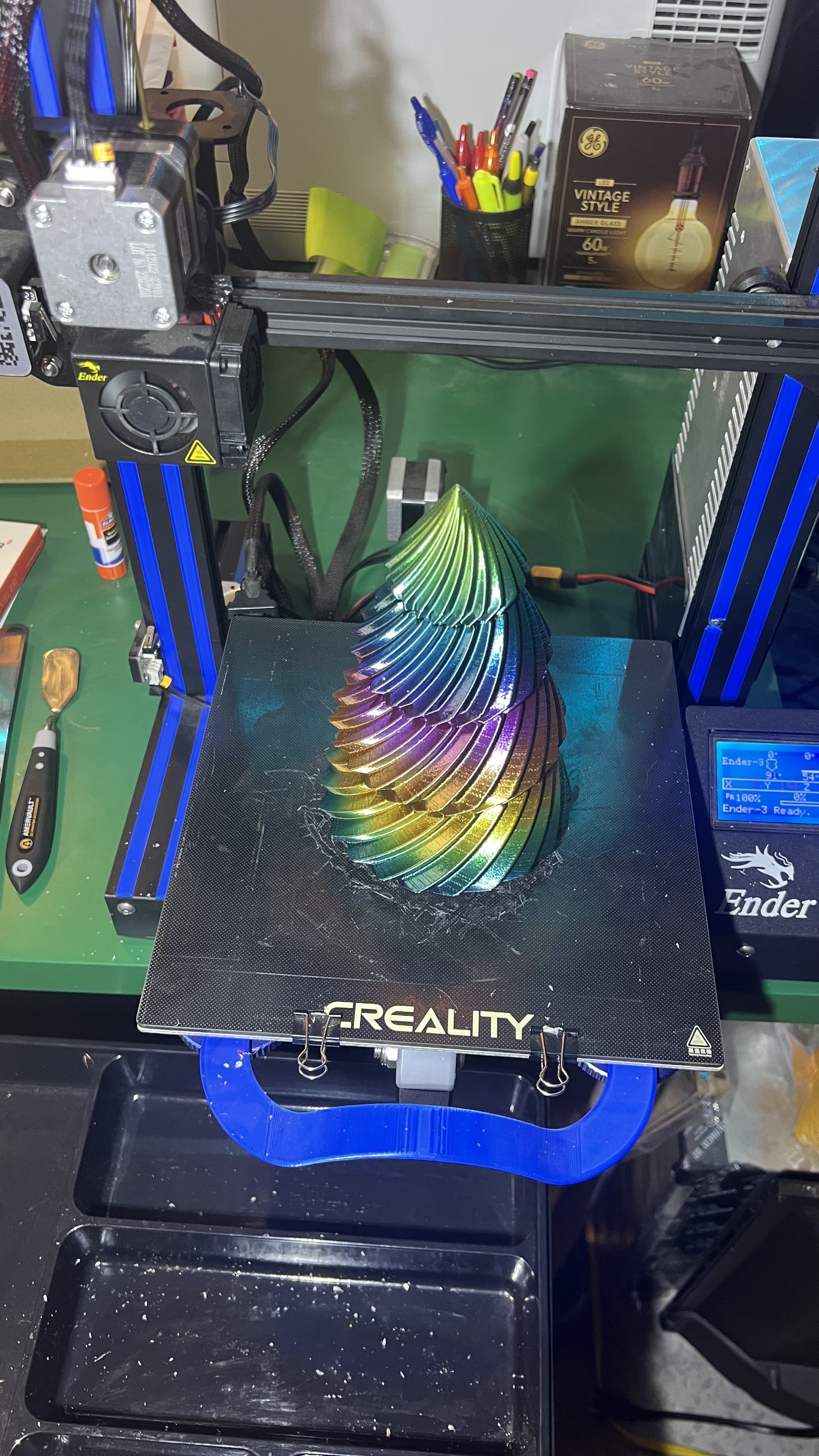 Printed this with a silk rainbow PLA. I did not use supports on the base piece but I did on the other tiers. Set perimeter at 4. Turned out perfect, no issues. Thanks!