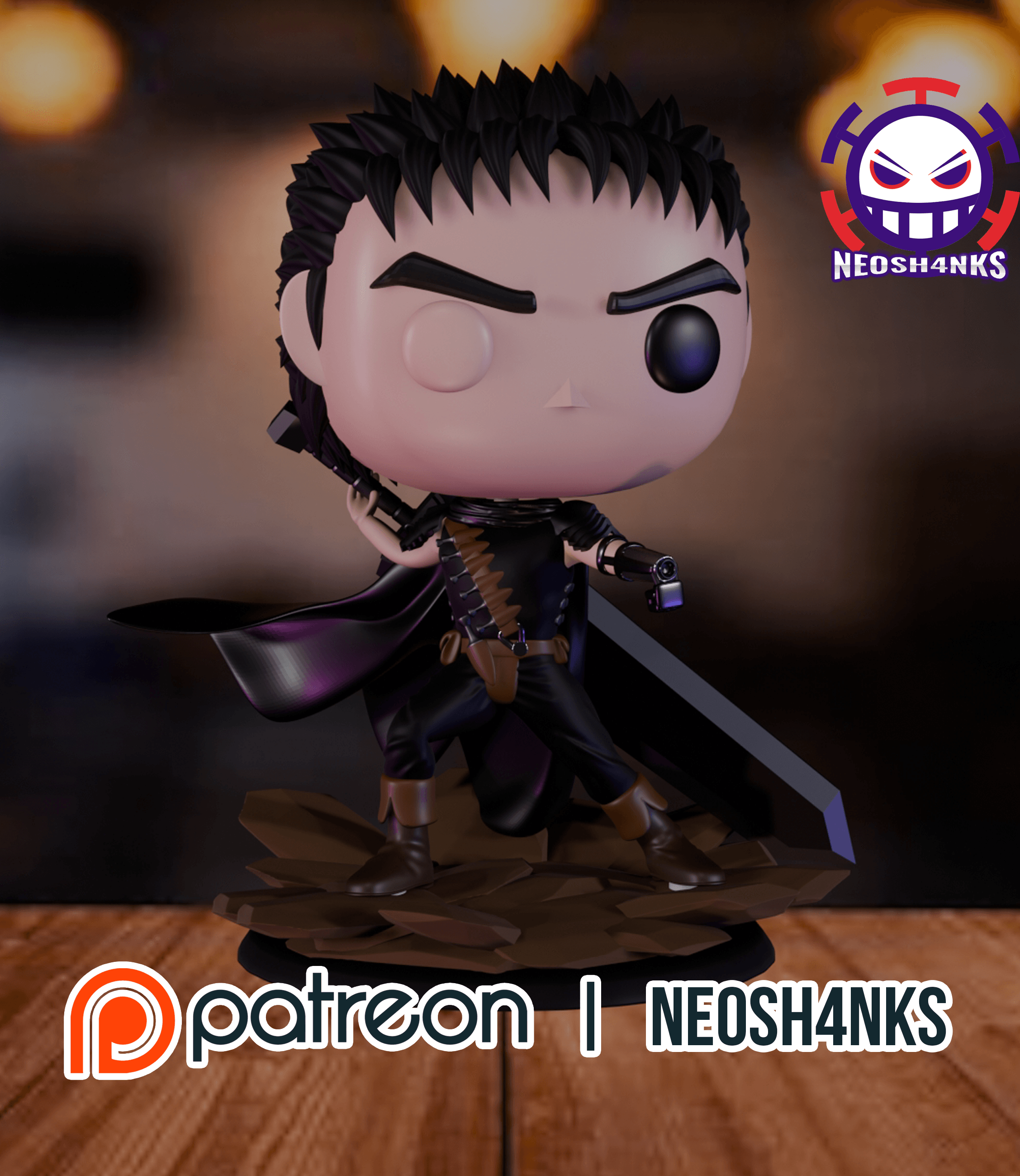 Berserk Guts Funko style 3d model