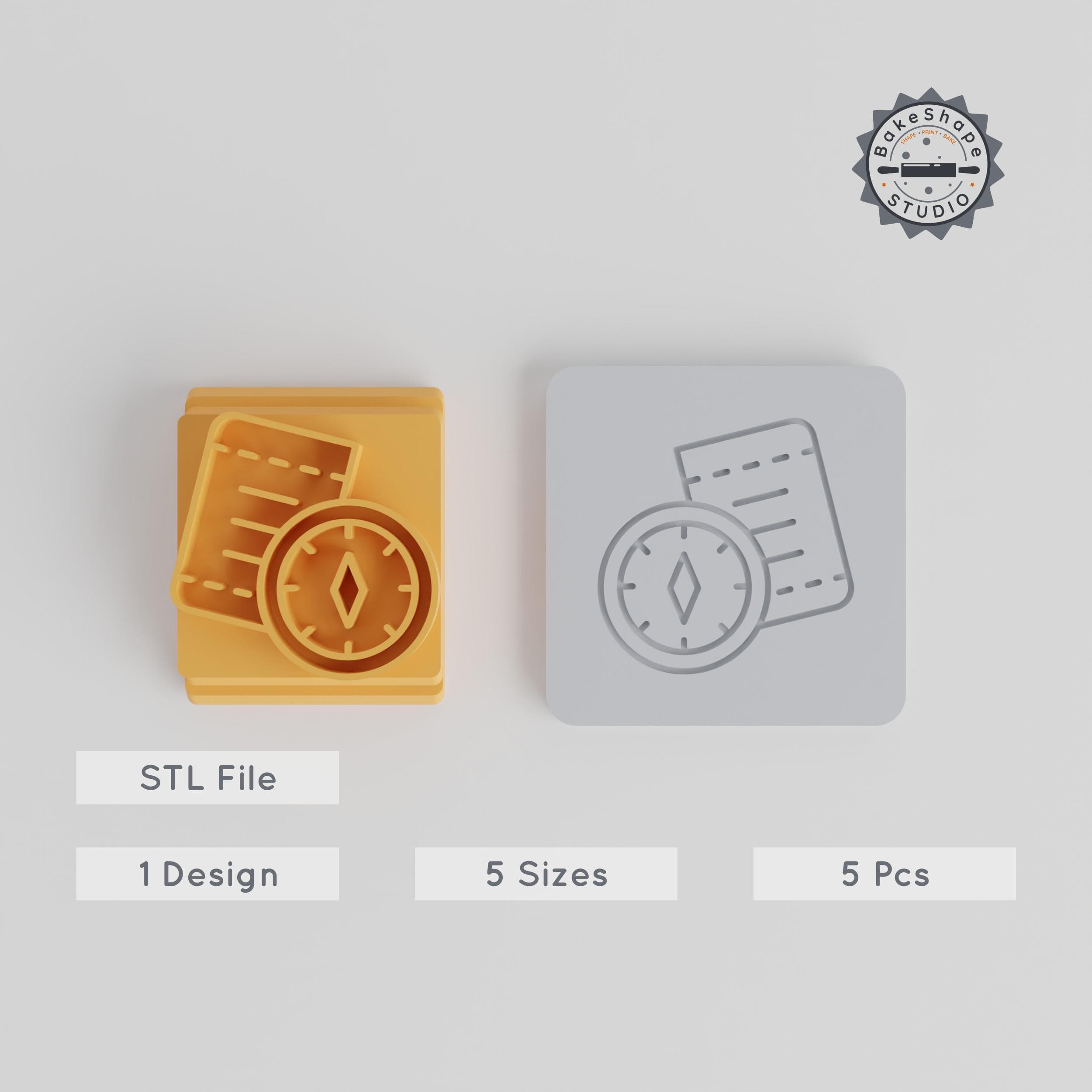 Passport Stamp Tile Set, Travel & Adventure Motif, 5 Sizes, Perfect for Clay, Cookies & Fondant PRODUCT_1975 3d model