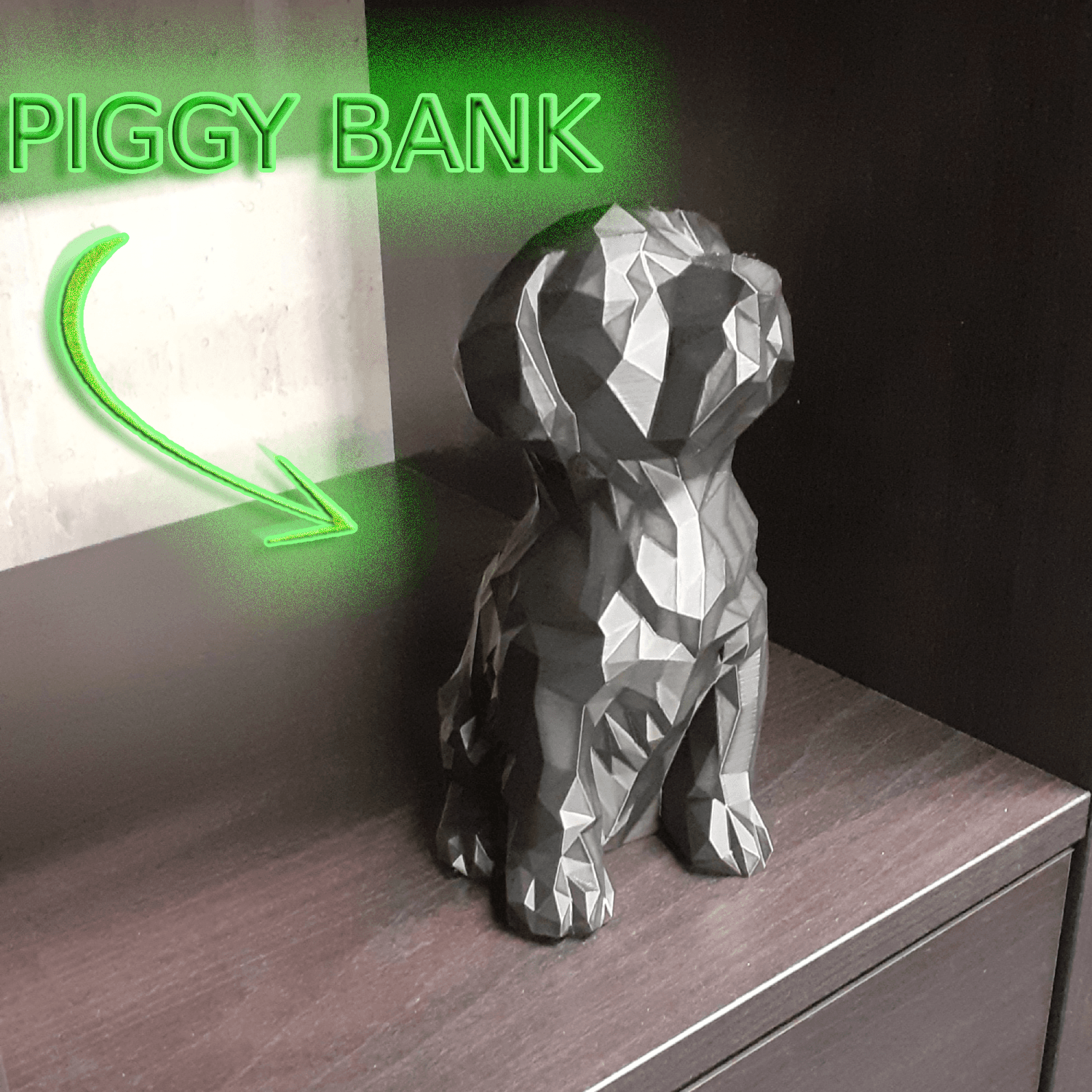 Adorable Low Poly Puppy Piggy Bank -kids' Dog Piggy Bank, Encourages saving! 3d model