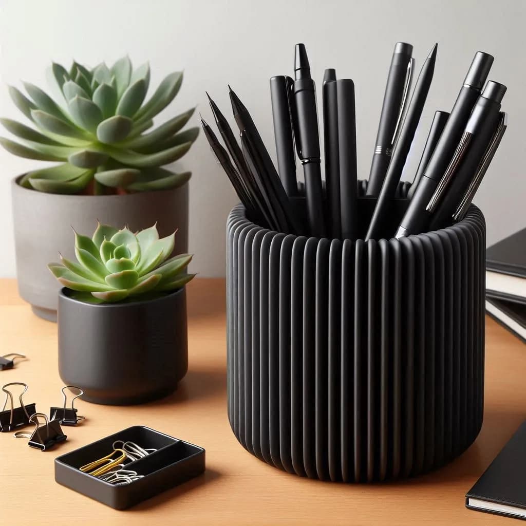 Modern Design Ribbed Pencil Holder, Pencil Cup 3d model