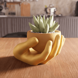 Modular Cupped Hand Planter Vessel 3d model