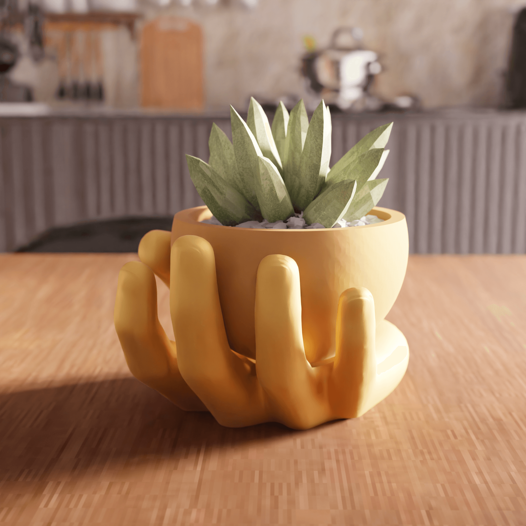 Modular Cupped Hand Planter Vessel 3d model