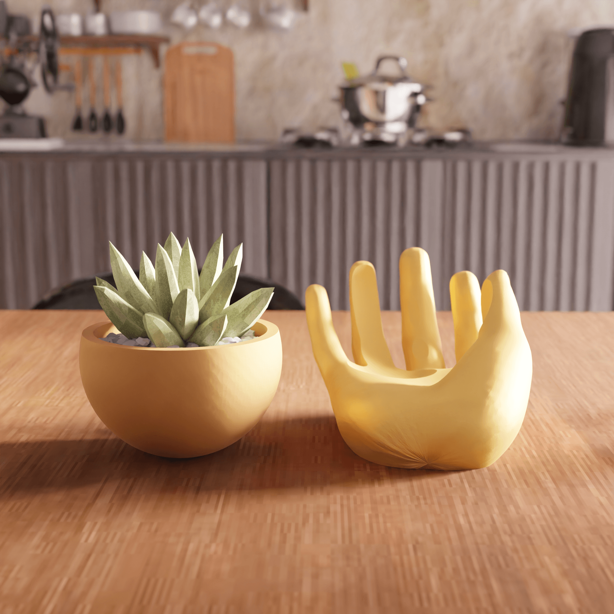 Modular Cupped Hand Planter Vessel 3d model