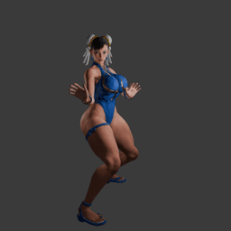 Thick Fighter Girl v1 3d model