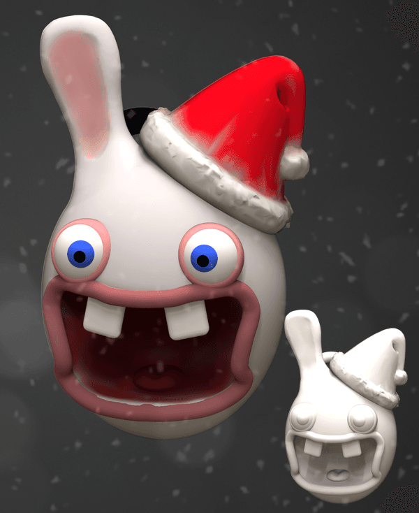 Raving Rabbid Xmas Tree decoration - Santa 3d model