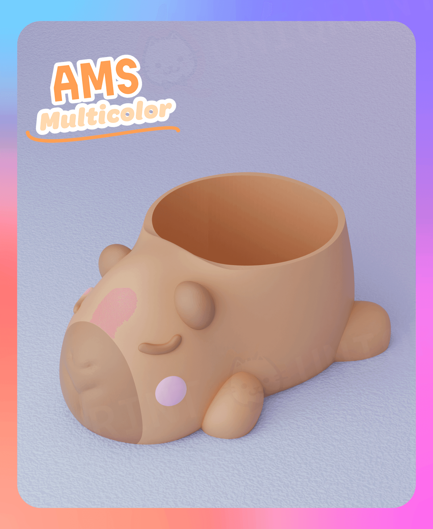 Sleepy Capybara Planter (Mulitcolor) 3d model