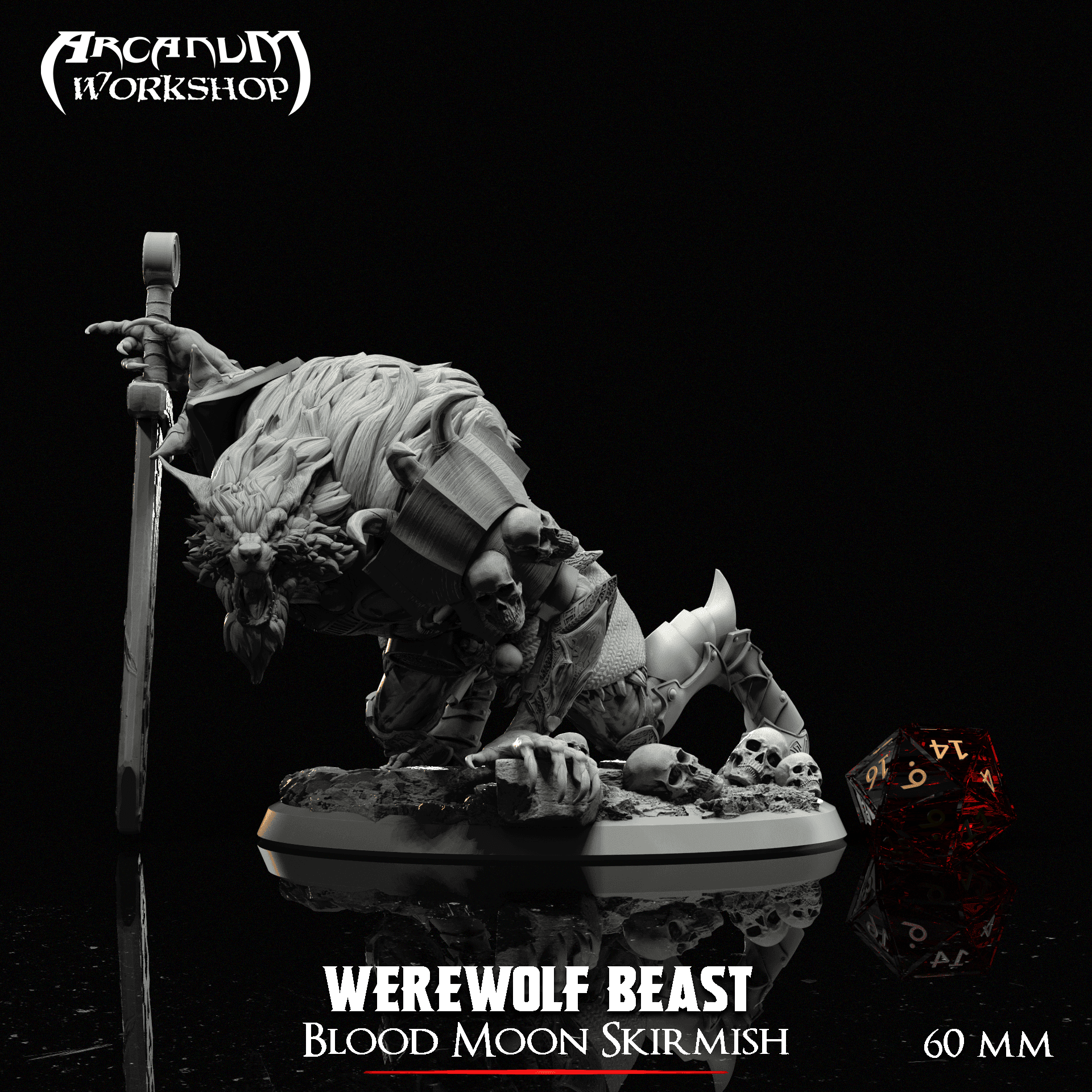 Werewolf Warlord Beast (60mm) 3d model