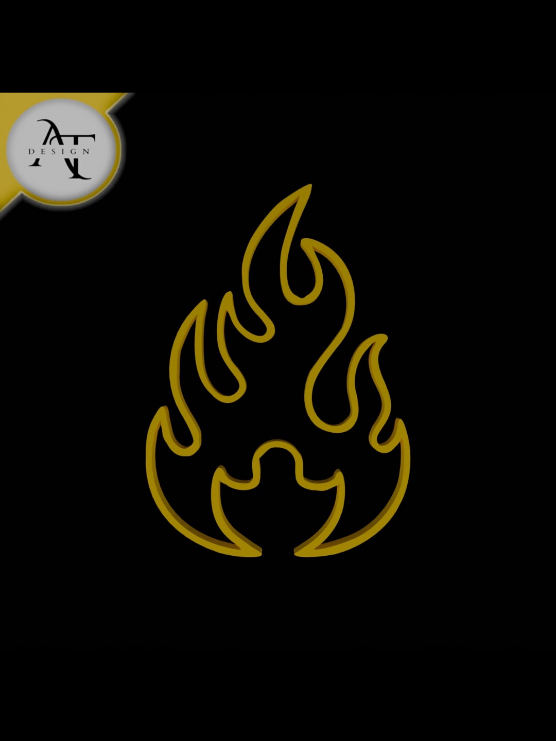 Simple Flame Symbol - 2D Art 3d model