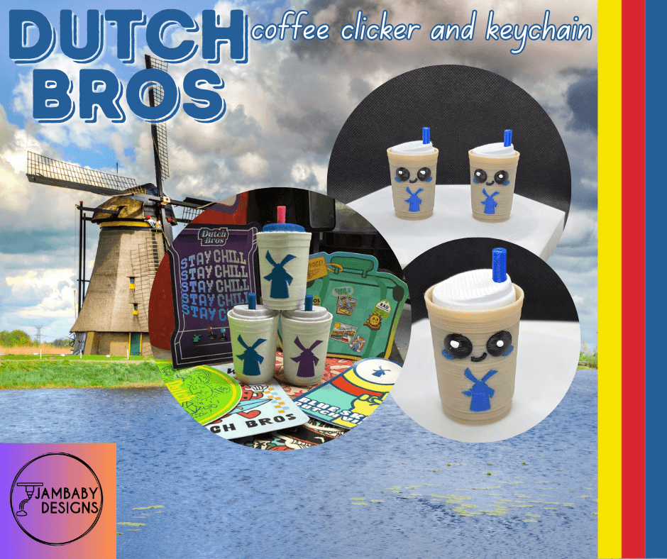 Dutch Bros Iced Coffee Clicker Fidget and Keychain 3d model