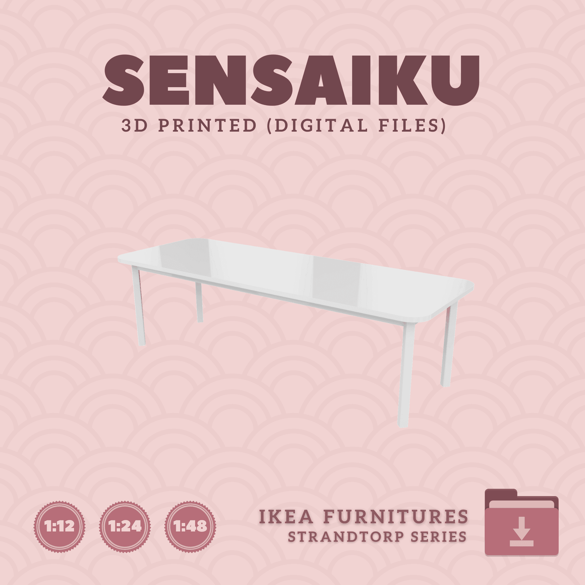 Miniature Replica 03. STRANDTORP Extendable Table 102 In for Miniature Dollhouse - IKEA - 3D Print I 3d model