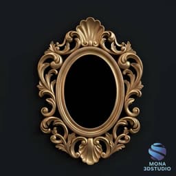 Baroque Shell Oval Frame - 3D STL Model for CNC and 3D Printing 3d model