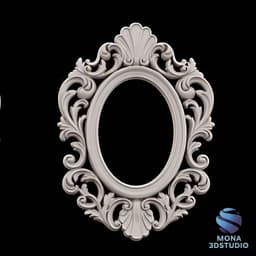 Baroque Shell Oval Frame - 3D STL Model for CNC and 3D Printing 3d model