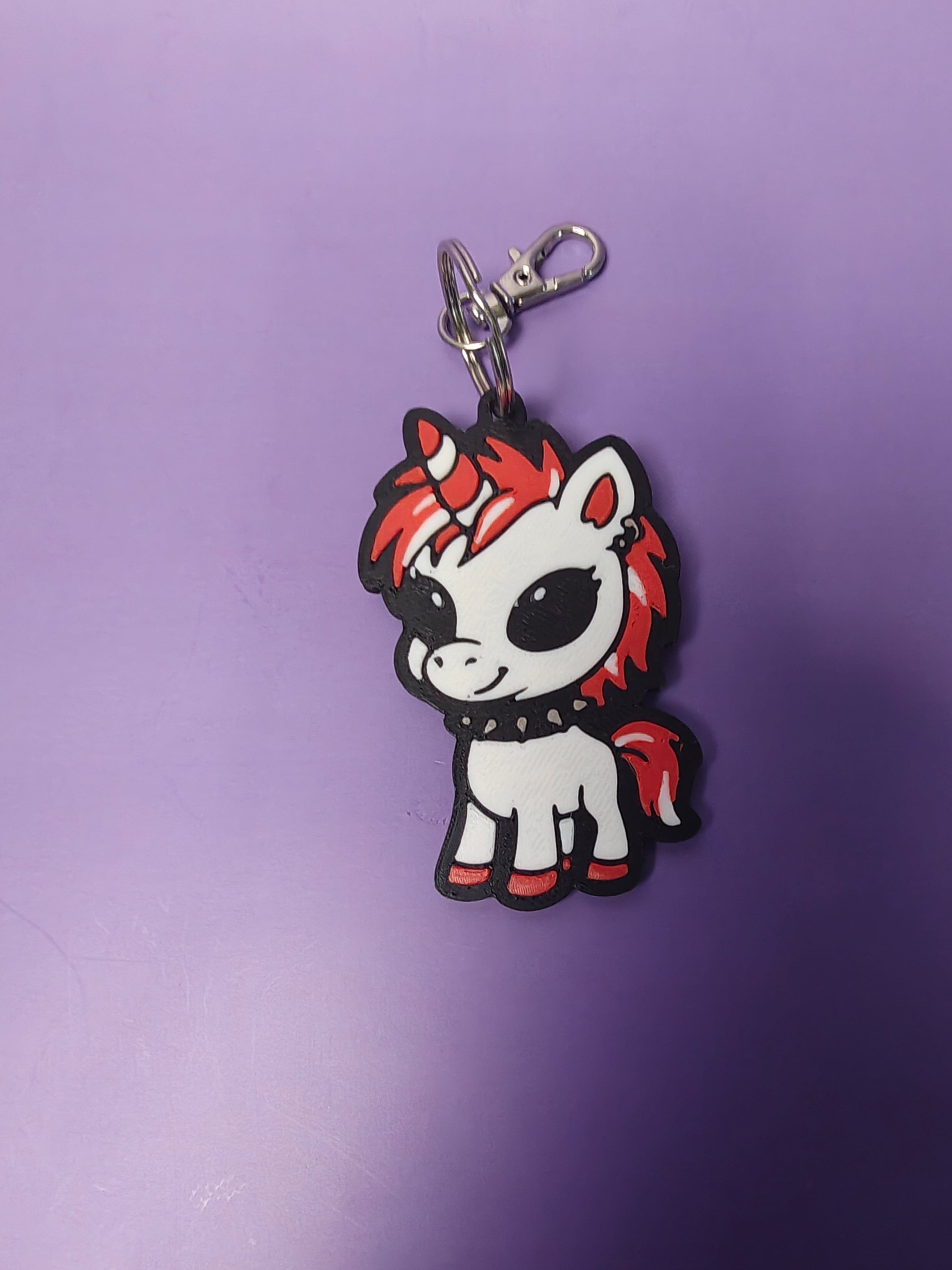 Cute Punk Rock Unicorn Keychain/backpack charm 3d model
