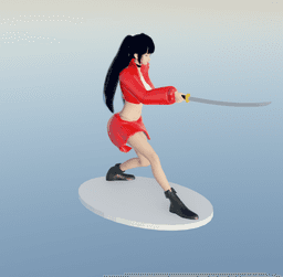 Asian Anime Sword Girl v2 3d model