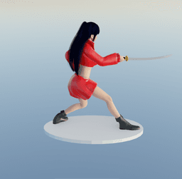 Asian Anime Sword Girl v2 3d model