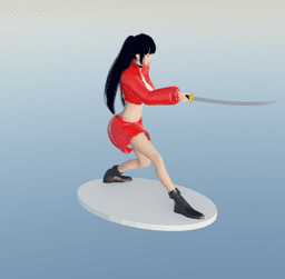 Asian Anime Sword Girl v2 3d model