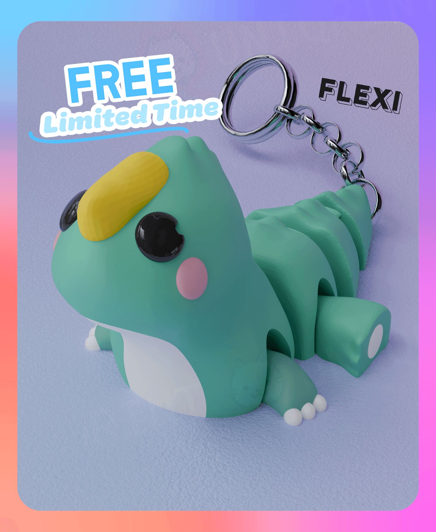Flexi Proceratosaurus Dinosaur Keychain (Single Color) 3d model