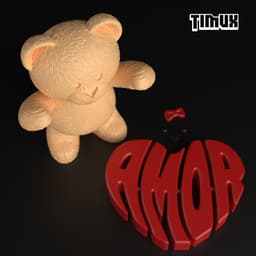 TEDDY BEAR WITH A "AMOR" SIGN 3d model