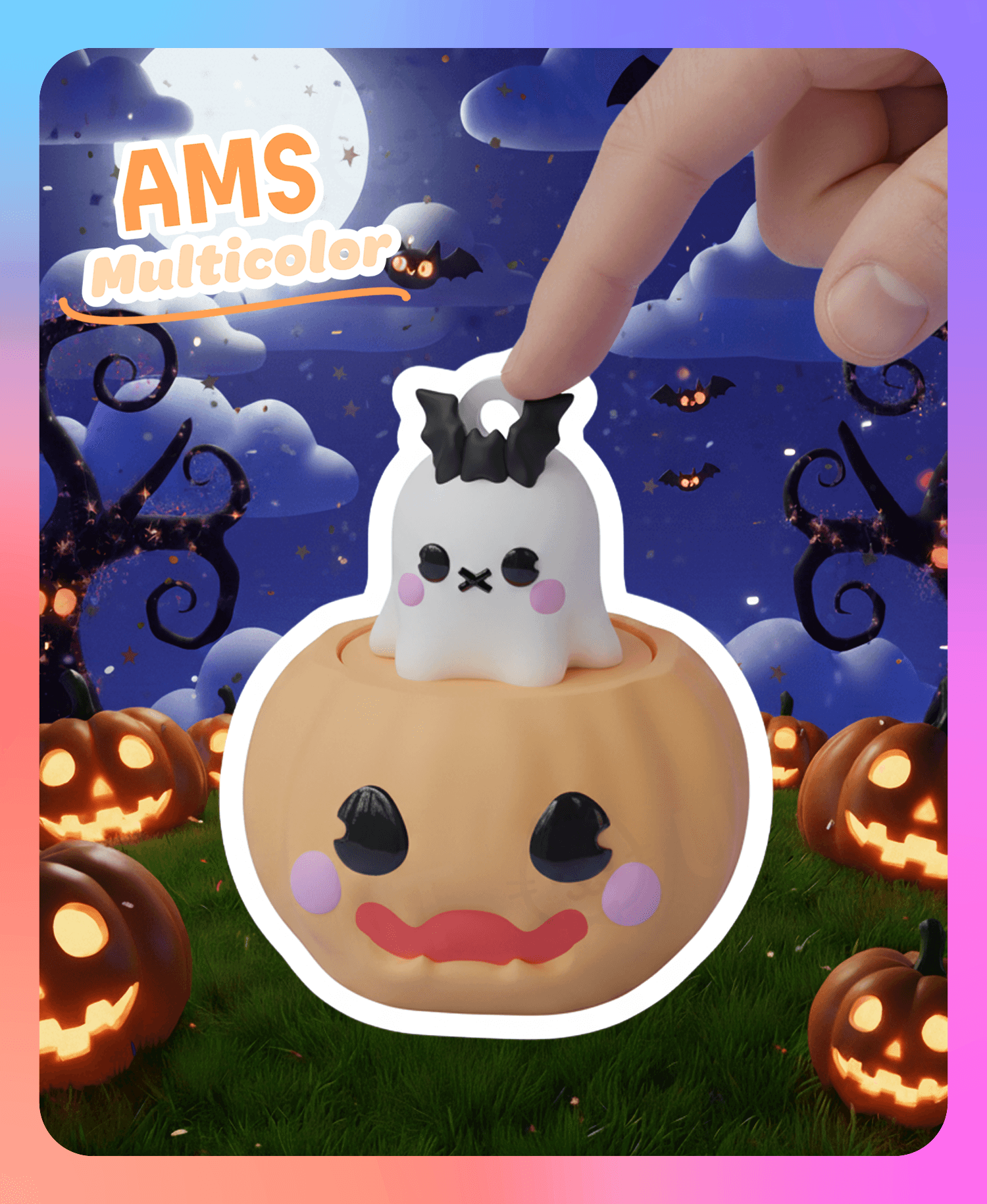 Pumpkin Clicker Keychain (Multicolor) 3d model
