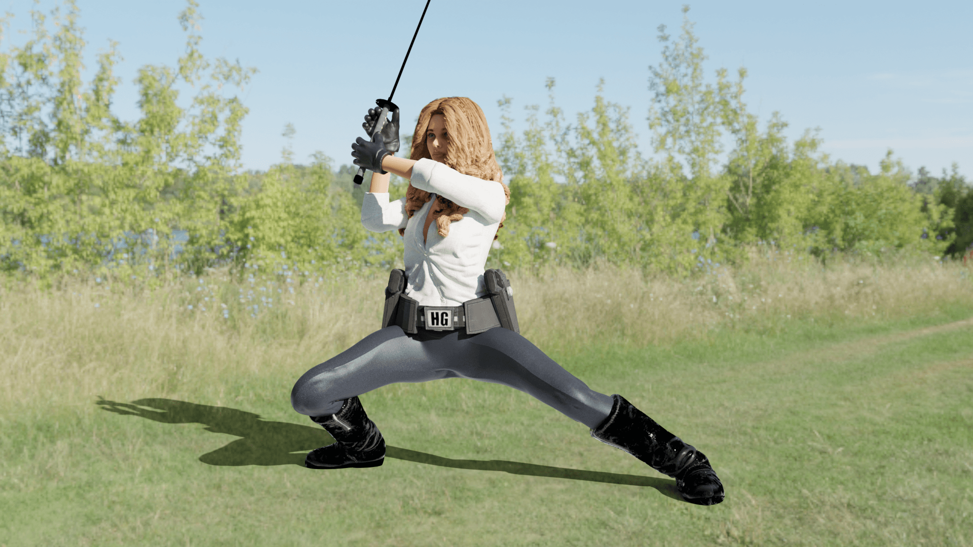 Modern Ninja Action Woman 3D print model 3d model