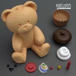 TEDDY BEAR WITH A BIRTHDAY CUPCAKE 3d model