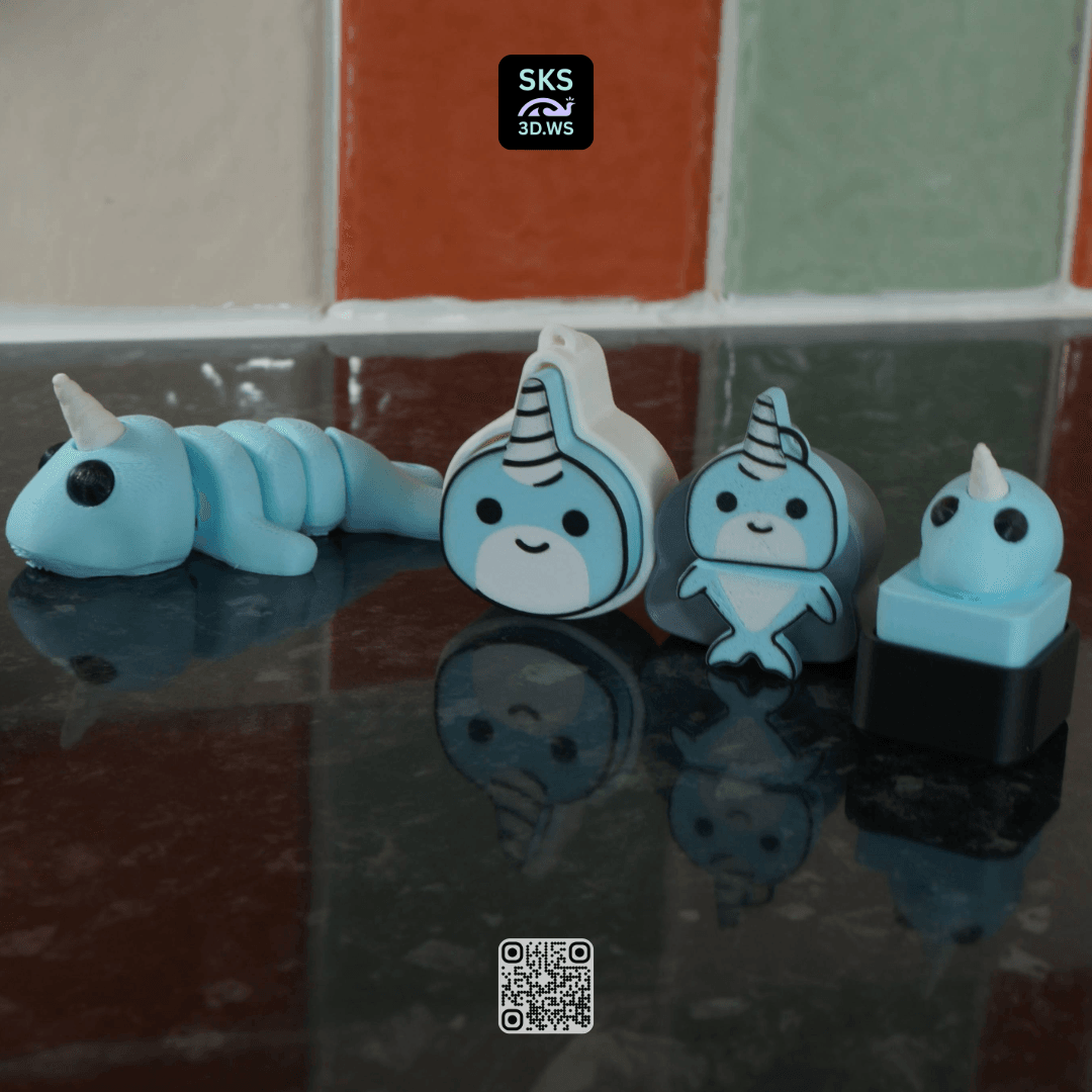 Narwhal Wiggle Keyring 3d model