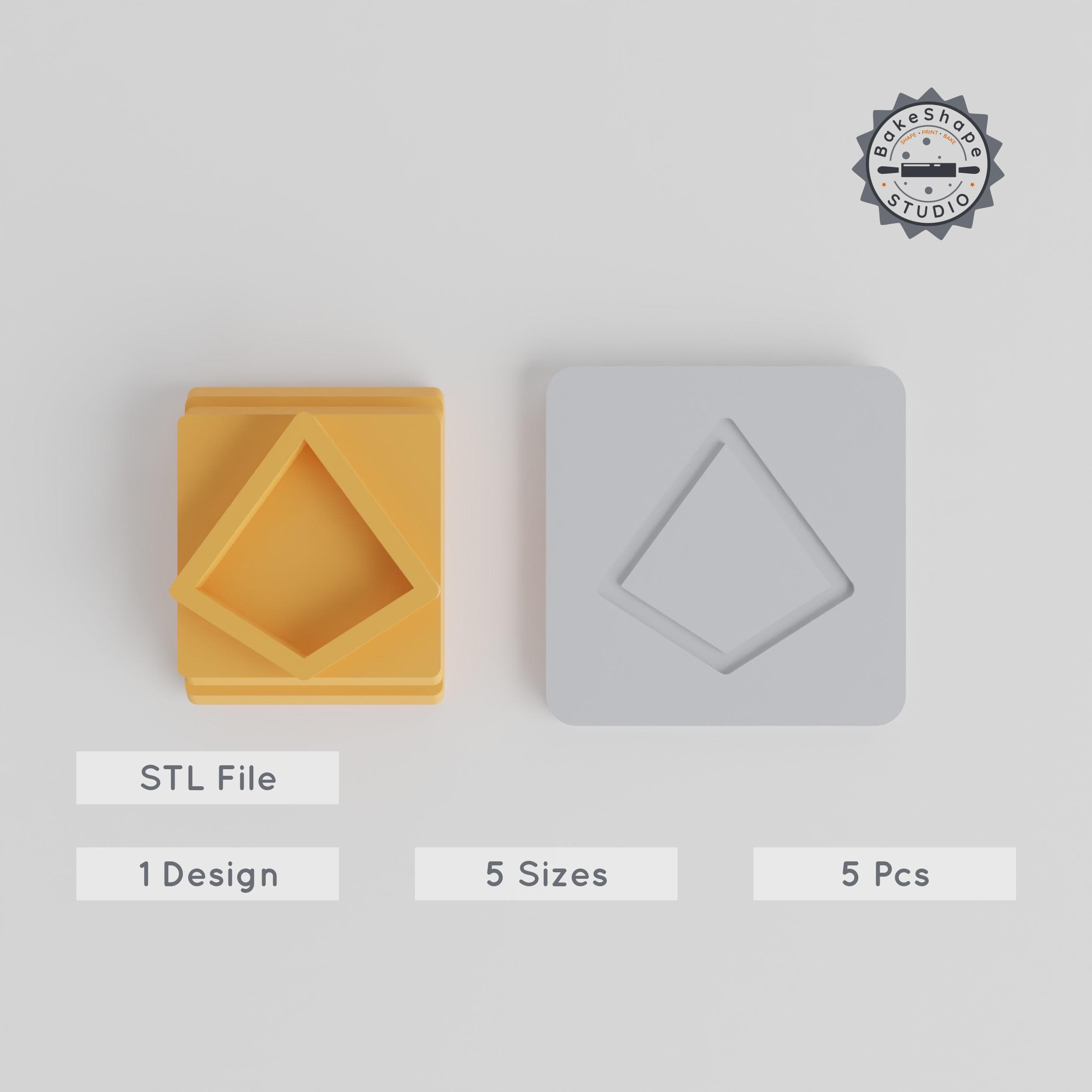 Diamond Stamp Tile Set, 5 Geometric Motifs, 5 Sizes, Perfect for Clay, Cookies & Fondant PRODUCT_1698 3d model